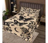 Homemissing Goth Skull Bedspread Gothic Coverlet Set for Kids Boys Girls Teens Room Decor Sugar Skull Floral Botanical Tree Leaves Halloween Quilted Coverlet King Size