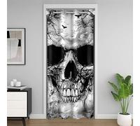 Homemissing Gothic Closet Cover 106x203cm Kids Goth Skull Room Divider Curtain Cover for Boys Skeleton Happy Halloween Spooky Bat Tree Branches Door Curtain for Doorway Privacy 30%-50% Blackout Shades