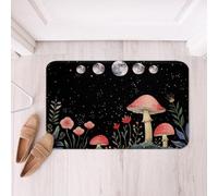 Homemissing Gothic Nature Soft Fleece Door Carpet Flower Mushroom Polyester Bath Rug for Kids Boys Girls Rustic Garden Non Slip Bath Mat Moon Sun Boho Bathroom Floor Indoor Doormat,16x24 Inch