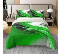 Homemissing Green Abstract Cotton Duvet Cover Set Super King Size Geometric Bedding Set for Boys Girls Modern Art Color Block Comforter Cover Bedroom Decor 3Pcs With 2 Pillow Cases