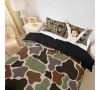 Homemissing Green Camo Duvet Cover Junior/Cot Bed Camouflage Hunting Bedding Set Breathable Soft Military Style Comforter Cover 2Pcs Army Green Bedroom Decor Microfiber Zipper Closure