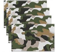 Homemissing Green Camo Placemats Set of 4, Camouflage Table Mats for Party Kitchen Dining Decoration Holiday Seasonal Military Stylefor Dinner Table 45x30cm Vintage Abstract Decor