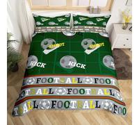 Homemissing Green Football Duvet Cover Set Single Size For Kids Teens Boys Football Sports Bedding Set Soccer Ball Game Duvet Cover with 1 Pillowcase Rugby Sports Bedding