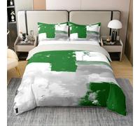 Homemissing Green Grey Cotton Duvet Cover Set Single Size Abstract Bedding Set for Boys Girls Minimalist Chic Modern Art Comforter Cover Bedroom Decor 2Pcs With 1 Pillowcase
