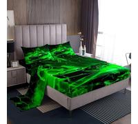 Homemissing Green Honeycomb Race Car Bed Sheet Set King Size For Kids Boys Girls Horse Racing Car Bedroom Decor Smoggy Galloping Horse 4Pcs with 2 Pillowcases Extreme Sports Bedding