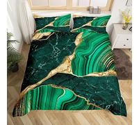 Homemissing Green Marble Texture Turquoise Teal Blue Gold Textured Bedding Set for Kids Golden Streaks Comforter Cover Modern Aesthetic Bedspread Cover With 2 Pillow Case Double