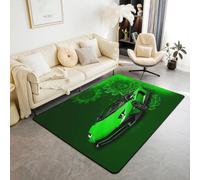 Homemissing Green Racing Car Area Rug 100 * 150cm Polyester Extreme Sports Living Room Rugs for Bedroom Cool Car Decor Carpet For Kids Boys Teens Indoor Floor Mat Soft Non-slip