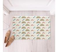 Homemissing Green Rainbow Bathroom Accessories 16x24Inch Hand Drawn Cartoon Rainbow Bath Mats for Boys Girls Children Colorful Stripes Iridescent Princess Bathroom Rugs Room Decor Floor Doormats