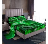 Homemissing Green Smoggy Racing Car Bed Sheet Set Single Size For Kids Boys Girls Cool Horse Race Car Bedroom Decor Galloping Horse 3Pcs with 1 Pillowcase Extreme Sports Bedding