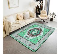 Homemissing Green Southwestern Aztec Living Room Rugs for Bedroom 100x150cm Geometric Vintage Decor Carpet for Kids Teens Adults Geometry Tribal Rustic Bohemian Boho Area Rug Indoor Floor Mat Decor