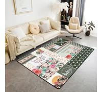 Homemissing Green Western Aztec Area Rug Wild Cowgirl Boots Living Room Rugs for Bedroom for Kids Teens Room Decor Bull Skull Floral Southwestern Rustic Decor Carpet 150x200cm Indoor Floor Mat