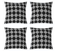 Homemissing Grey and Black Checkered Cushion Covers Set of 4 50x50cm For Kids Boys Girls Diamond Grid Throw Pillow Covers Groovy Geometric Pillowcase Neutral Aesthetic Plaid Cushion Case