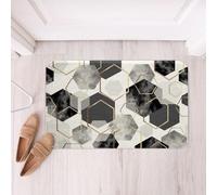 Homemissing Grey Bathroom Rugs Modern Geometric Art Bath Mats Microfiber Abstract Bathroom Accessories Gray Hexagon Floor Doormats Non-Slip 16x24InchSoft