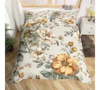 Homemissing Groovy Flower Duvet Cover Set Cot Size Retro Floral Boho Duvet Cover for Boys Girls 70S Hippie Groovy Flowers Bohemian Bedding Set 2Pcs Psychedelic Floral Room Decor Gray Yellow