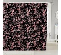 Homemissing Groovy Flower Shower Curtain for Bathroom Decor Retro Floral Boho Bath Curtain 70S Hippie Flowers Bohemian Floral Waterproof Polyester Fabric Pink with 12 Hooks 180x180cm