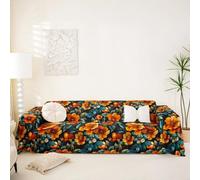Homemissing Groovy Flower Slipcover Kids Retro Floral Boho Decorative 70s Hippie Flowers Bohemian Soft Sofa Cover Blue Orange Floral Couch Blanket Fits 1 Cushion, 231x340cm