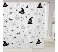 Homemissing Halloween Bath Curtain 180x210cm Kids Cute Ghosts Shower Curtain for Bathroom Decor for Boys Girls Teens Spider Bathroom Accessories Pure White Waterproof Polyester