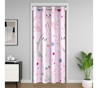 Homemissing Halloween Door Curtain for Doorway Privacy 86x203cm 1 Panel Kids Cute Ghosts 30%-50% Room Divider Curtain for Boys Girls Teens Pink Closet Cover for Bedroom Living Room Pink