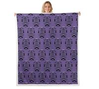 Homemissing Halloween Fleece Throw Blanket for Girls Boys Kids Double 60x79Inch Horror Theme Fuzzy Blanket Room Decor Cute Ghosts Bats Sherpa Blanket Plush Fuzzy Black Purple