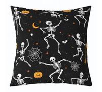 Homemissing Halloween Gothic Throw Pillow Covers 45x45cm Soft Goth Sugar Skull Decor Pillowcases for Kids Teens Adults Dancing Skeleton Bones Horror Cobweb Cushion Case Room Decor