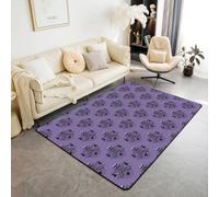 Homemissing Halloween Living Room Rugs for Bedroom for Girls Boys Kids Area Rug 100x150cm Horror Theme Decor Carpet Cute Ghosts Indoor Floor Mat Purple Black Non-slip