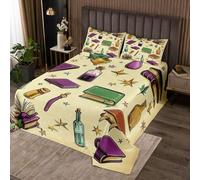 Homemissing Halloween Theme Bedspread Double Size Kids Science Coverlet Set for Boys Girls Chemistry Quilted Coverlet Room Decor