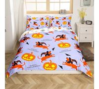 Homemissing Halloween Theme Dachshund Bedding Set Double Size Halloween Pumpkin Sausage Dog Duvet Cover for Kids Boys Girls Bedroom Decor Cute Puppy Dog Comforter Cover Dachshund Puppy Bedspread Cover