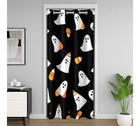 Homemissing Halloween Theme Door Curtain for Doorway Privacy 1 Panel, 150x203cm Kids Cute Lovely Ghost Closet Cover Cartoon Kawaii Candy Corn Print 30%-50% Darkening Blackout Room Divider Curtain