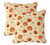 Homemissing Halloween Throw Pillow Covers Set of 2 Gothic Pumpkin Square Cushion Covers Cartoon Ghost Pillow Case Happy Halloween Cushion Case for Couch Sofa Bedroom Decor 45x45cm