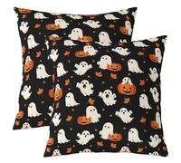 Homemissing Halloween Throw Pillow Covers Set of 2 Pumpkin Lantern Cushion Covers Cute Ghost Pillow Case for Couch Sofa Happy Halloween Cushion Case Kids Boys Girls Bedroom Decor 60x60cm