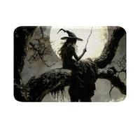 Homemissing Halloween Witches Bathroom Rugs 16x24Inch Kids Wizard Bath Mats Moon Tree Pattern Bathroom Accessories Floor Doormats