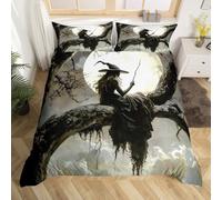 Homemissing Halloween Witches Duvet Cover King Size Kids Wizard Bedding Set for Boys Girls Moon Tree Pattern Duvet Cover Soft Lightweight Microfiber Room Decor（No Stuffing）