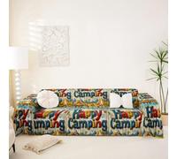 Homemissing Happy Camping Couch Cover for Pets Camper Tent Cat Scratch Proof Sofa Covers Washable for Dogs Rustic Cabin Country Furniture Covers Soft L Shape Sofa Slipcover,180x259cm