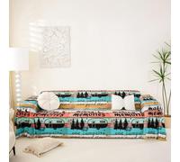 Homemissing Happy Camping Couch Cover for Pets RV Camping Cat Scratch Proof Sofa Covers Washable for Dogs Rustic Country Farmhouse Furniture Covers Soft L Shape Sofa Slipcover,231x340cm