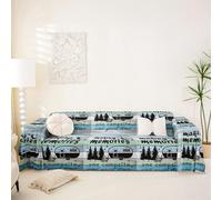 Homemissing Happy Camping Couch Cover for Sofa Covers Washable RV Camping Cat Proof Sofa Slipcovers for Pets Cabin Country Rustic Cat Scratch Proof Couch Protector Large Oversized L Shape,231x381cm