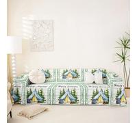 Homemissing Happy Camping Sofa Covers Washable Bonfire Tent Cushion Couch Covers for Dogs Cats Pets Rustic Cabin Country Soft Cat Scratch Couch Protectors Furniture Slipcovers Non-Slip,180x259cm