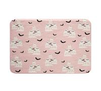 Homemissing Happy Halloween Bathroom Rugs Kids 20x32Inch Cute Ghost Black Bat Animal Bath Mats for Boys Girls Teens Pink Spooky Trick or Treat Bathroom Accessories Floor Doormats Room Decor
