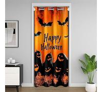 Homemissing Happy Halloween Closet Cover 132x203cm Kids Cute Ghost Divider Curtain Cover for Boys Gothic Vintage Halloween Bat Cobweb Orange Door Curtain for Doorway Privacy 30%-50% Blackout Shades