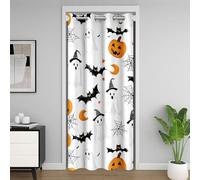 Homemissing Happy Halloween Closet Cover 150x203cm Cute Ghost Divider Curtain Cover for Kids Adults Pumpkin Lantern Bat Cobweb Spider Spooky Door Curtain for Doorway Privacy 30%-50% Blackout Shades