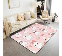 Homemissing Happy Halloween Decor Carpet 150x200cm Cute Ghost Living Room Rugs for Bedroom for Boys Girls Children Kawaii Halloween Decor Pink Bow Bowknot Floral Area Rug Room Decor Indoor Floor Mat