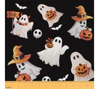 Homemissing Happy Halloween Fabric by The Yard 2 Yards (L184*W150cm) Horror Theme Upholstery Fabric for Chairs for Kids Decor Pumpkin for Home DIY, Waterproof Indoor Decor Soft Microfiber Witchcraft