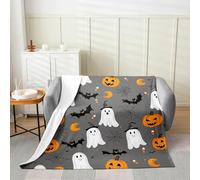 Homemissing Happy Halloween Flannel Blanket Plush Fuzzy Baby 30x40Inch Cute Ghost for Bed Couch Chair Living Room for Kids Teens Adults Pumpkin Lantern Bat Spider Cobweb Spooky Fleece Throw Blanket