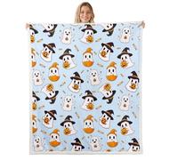 Homemissing Happy Halloween Fleece Throw Blanket Kids Baby 30x40Inch Light Blue Cute Ghost Sherpa Blanket Plush Fuzzy for Kids Teens Pumpkin Candy Spooky Trick or Treat for Bed Sofa Chair Living Room