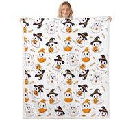 Homemissing Happy Halloween Fleece Throw Blanket Kids Baby 30x40Inch White Cute Ghost Sherpa Blanket Plush Fuzzy for Kids Teens Pumpkin Candy Spooky Trick or Treat for Bed Sofa Chair Living Room