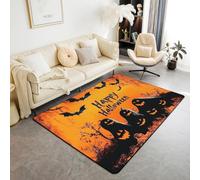 Homemissing Happy Halloween Living Room Rugs for Bedroom 100x150cm Kids Cute Ghost Decor Carpet for Boys Girls Teens Gothic Vintage Halloween Bat Cobweb Orange Area Rug Indoor Floor Mat Room Decor