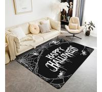 Homemissing Happy Halloween Living Room Rugs for Bedroom 100x150cm Kids Spider Decor Carpet for Boys Girls Teens Cobweb Vintage Halloween Decor Spooky Black White Area Rug Indoor Floor Mat Room Decor