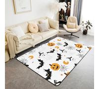 Homemissing Happy Halloween Living Room Rugs for Bedroom 150x200cm Cute Ghost Decor Carpet for Kids Teens Adults Pumpkin Lantern Bat Cobweb Spider Spooky Area Rug Indoor Floor Mat Room Decor