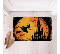 Homemissing Happy Halloween Polyester Bath Rug Pumpkin Lantern Soft Fleece Door Carpet for Kids Boys Girls Black Bats Non Slip Bath Mat Gothic Witch Bathroom Floor Indoor Doormat,16x24 Inch