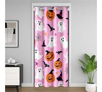 Homemissing Happy Halloween Room Divider Curtain Cover 86x203cm Cute Ghost Closet Cover for Boys Pumpkin Lantern Bat Cobweb Magic Horror Pink Door Curtain for Doorway Privacy 30%-50% Blackout Shades