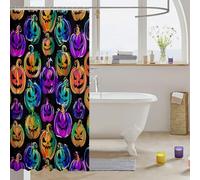 Homemissing Happy Halloween Shower Curtain for Bathroom Decor Horror Theme Bath Curtain for Stalls Bathtubs Pumpkin Bathroom Accessories Colorful Waterproof Polyester Fabric with 12 Hooks 180x240cm